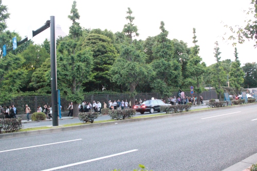 国会議事堂前を移動する抗議行動の隊列（2012年6月29日）